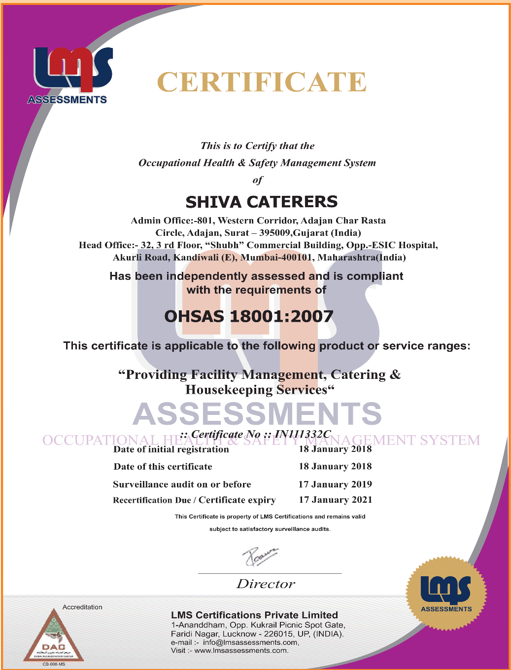  Shiva Cateres - OHSAS 