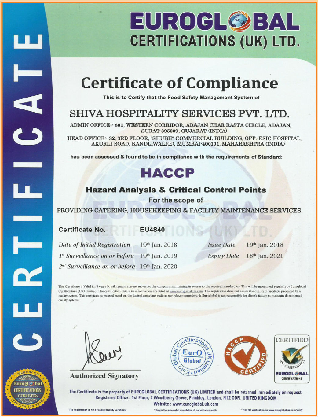  Shiva Hospitality Services - HACCP
